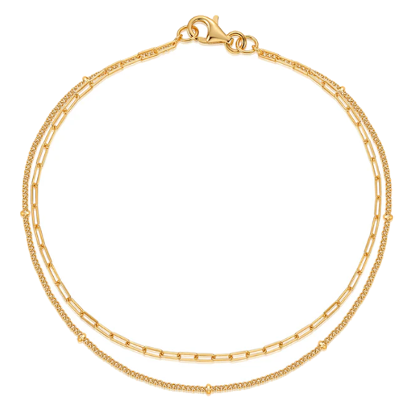 Gold Two In One Double Chain Bracelet - Adina Eden's Jewels