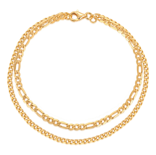 Gold Two In One Chunky Double Chain Bracelet - Adina Eden's Jewels