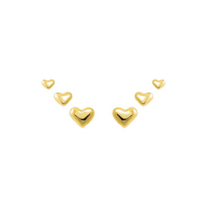 Gold Graduated Solid Heart Stud Earring Combo Set - Adina Eden's Jewels