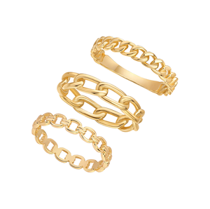 Gold / 6 Solid Link Band Rings Combo Set - Adina Eden's Jewels