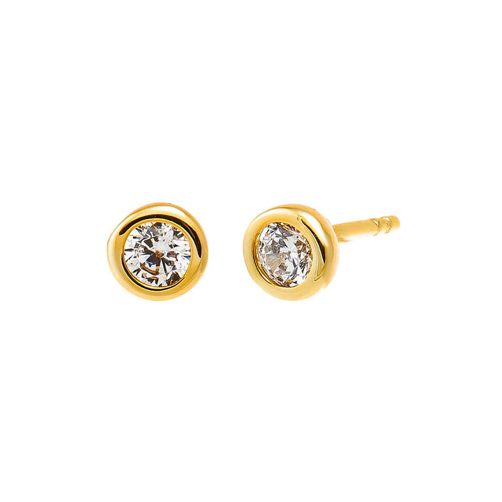 Gold Mini CZ Bezel Stud Earring - Adina Eden's Jewels