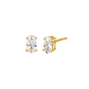 Gold Mini CZ Oval Stud Earring - Adina Eden's Jewels