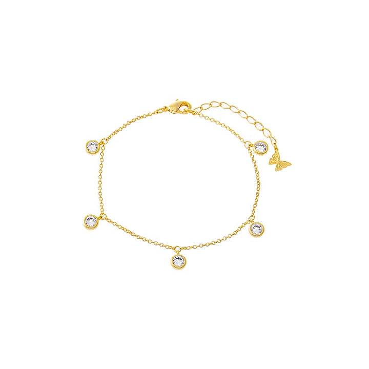 Gold Mini Multi CZ Bezel Dangling Charm Bracelet - Adina Eden's Jewels