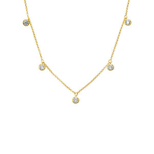 Gold Mini Multi CZ Bezel Dangling Charm Necklace - Adina Eden's Jewels