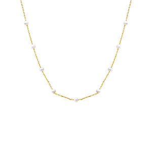 Gold Mini Multi Pearl Embedded Necklace - Adina Eden's Jewels