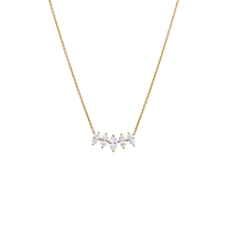  Lab Grown Diamond Marquise Cut Curved Bar Necklace 14K - Adina Eden's Jewels