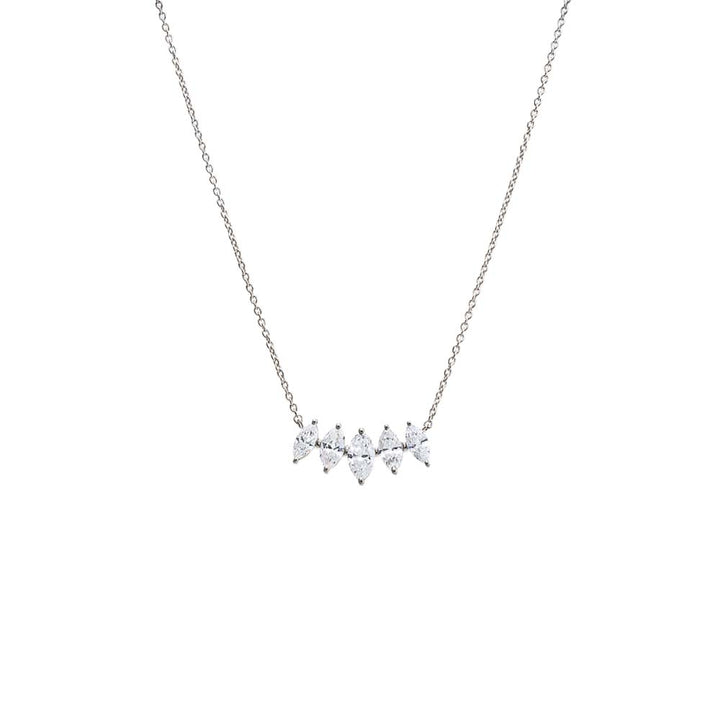 14K Gold Lab Grown Diamond Marquise Cut Curved Bar Necklace 14K - Adina Eden's Jewels