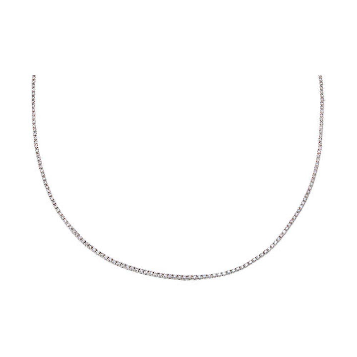 14K White Gold Thin Diamond Tennis Necklace 14K - Adina Eden's Jewels