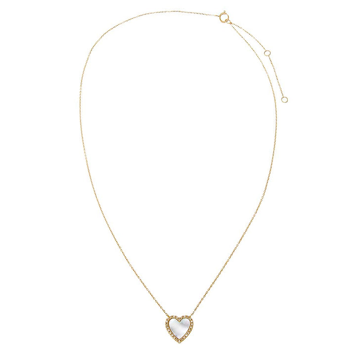  Pave Diamond Colored Stone Heart Necklace 14K - Adina Eden's Jewels