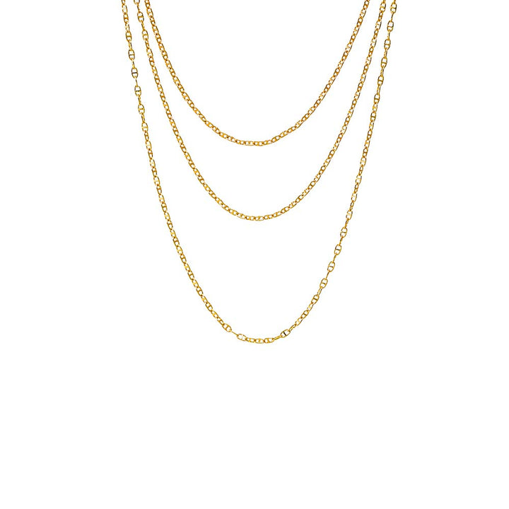 Gold Solid Mariner Chain Necklace Combo Set - Adina Eden's Jewels