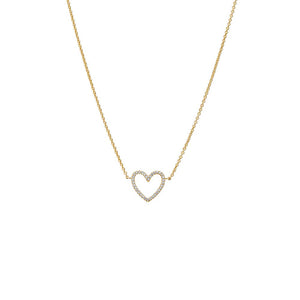 Gold Pave Open Heart Pendant Necklace - Adina Eden's Jewels