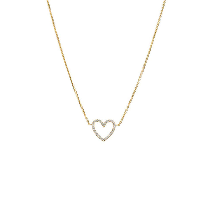 Gold Pave Open Heart Pendant Necklace - Adina Eden's Jewels