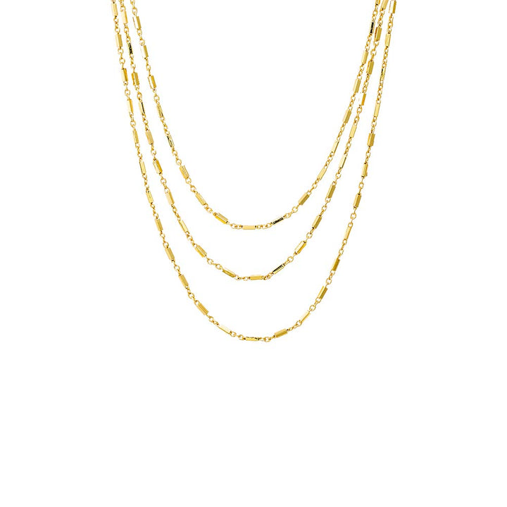 Gold Solid Cylinder Chain Necklace Combo Set - Adina Eden's Jewels