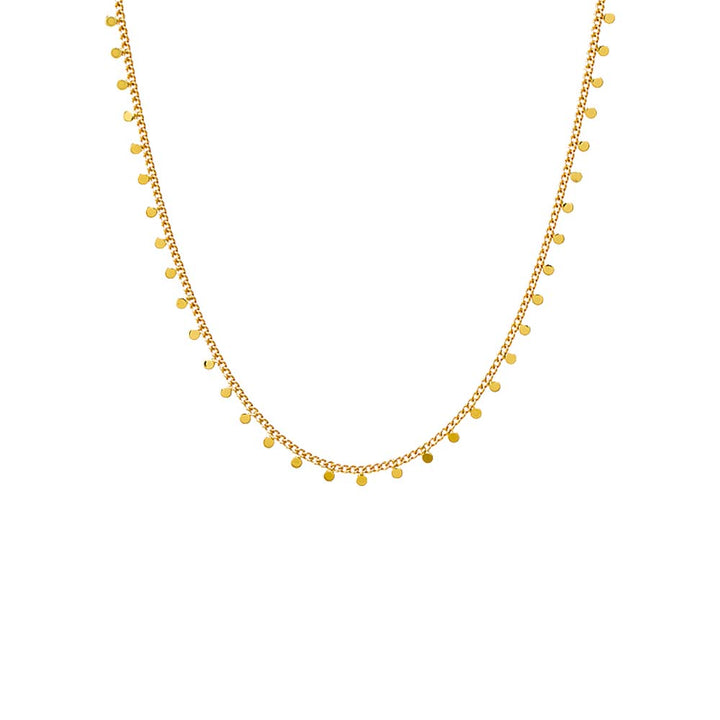 Gold / 14" Solid Dangling Discs Cuban Link Necklace - Adina Eden's Jewels