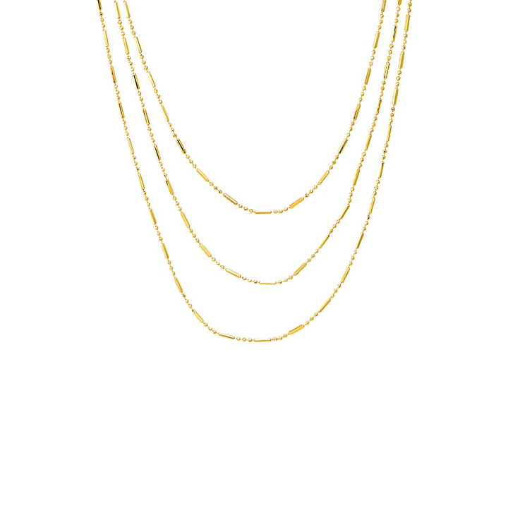 Gold Solid Bar X Ball Chain Necklace Combo Set - Adina Eden's Jewels