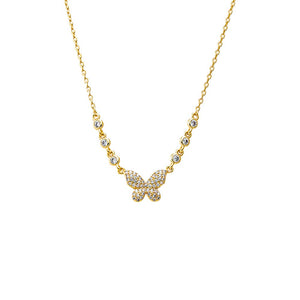 Gold Pave Butterfly X CZ Embedded Chain Necklace - Adina Eden's Jewels