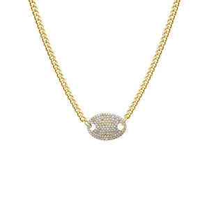 Gold Pave Mariner Pendant Chain Necklace - Adina Eden's Jewels