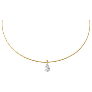 14K Gold / 2CT Lab Grown Diamond Pear Round Omega Chain Necklace 14K - Adina Eden's Jewels