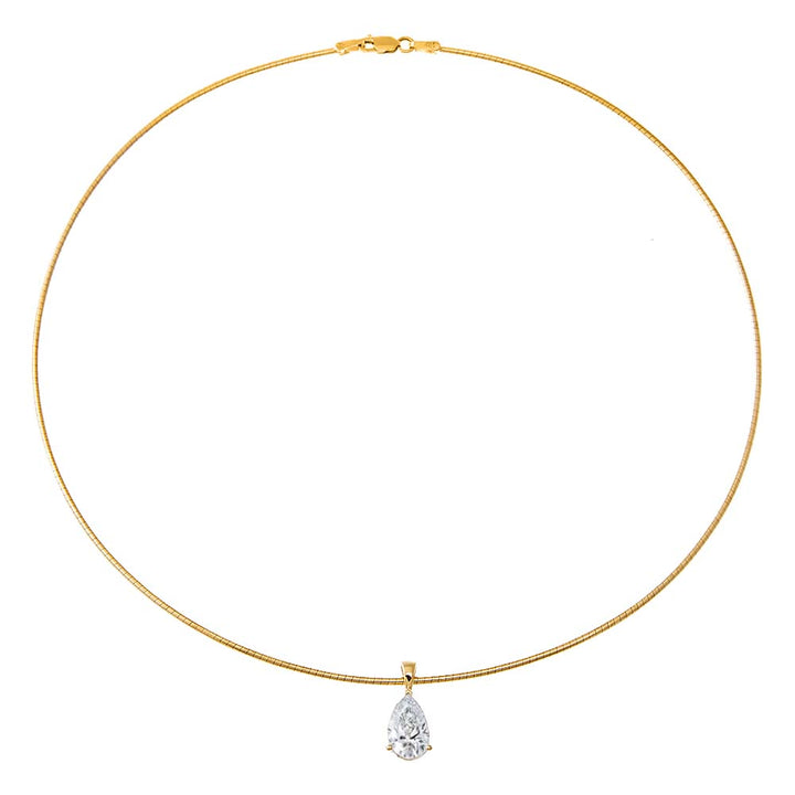  Lab Grown Diamond Pear Round Omega Chain Necklace 14K - Adina Eden's Jewels