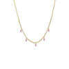 Rose Pink Colored Dangling Baguette Half Tennis Necklace - Adina Eden's Jewels