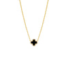 Onyx Pave Outlined Four Leaf Clover Necklace - Adina Eden's Jewels