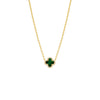 Malachite Pave Outlined Four Leaf Clover Necklace - Adina Eden's Jewels