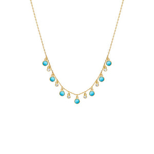 CZ X Turquoise Bezel Shaker Necklace