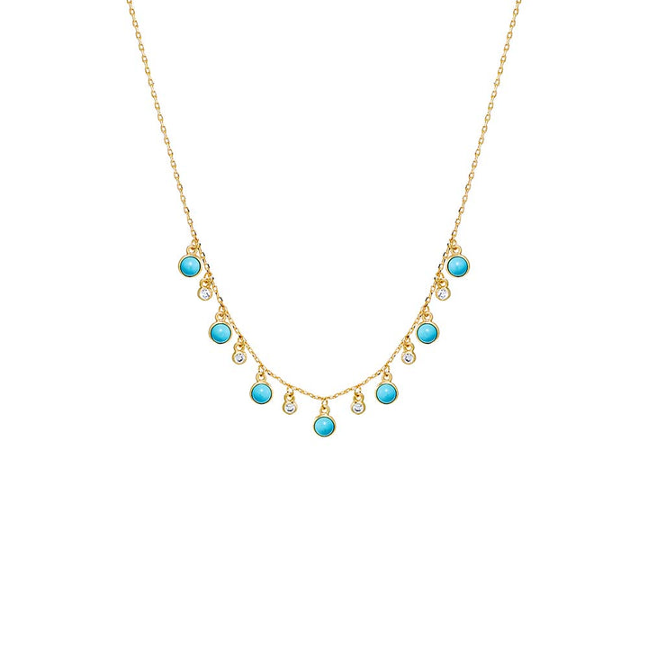 Turquoise CZ X Turquoise Bezel Shaker Necklace - Adina Eden's Jewels