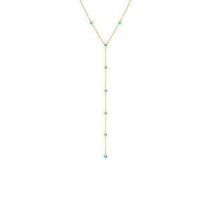 Scattered Turquoise Bezel Lariat Necklace