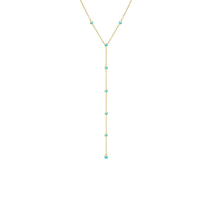 Scattered Turquoise Bezel Lariat Necklace