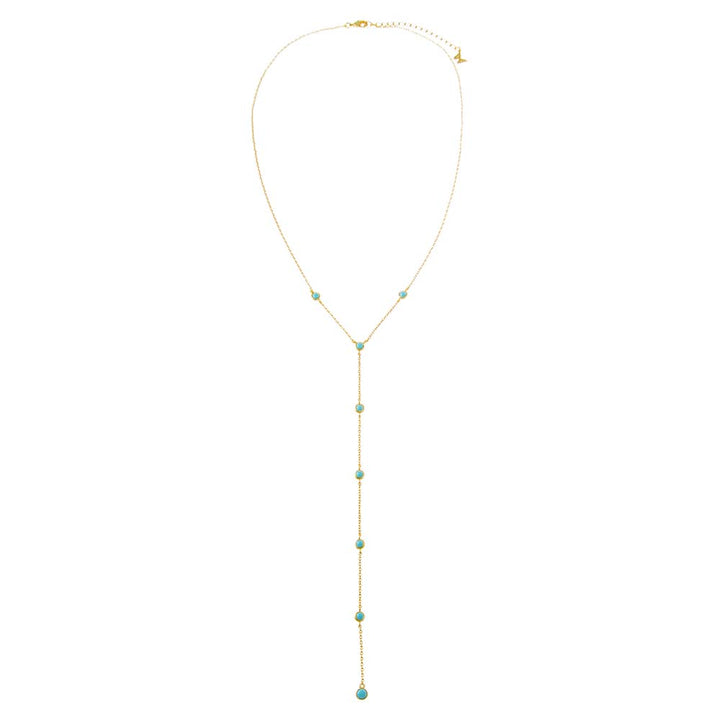 Scattered Turquoise Bezel Lariat Necklace