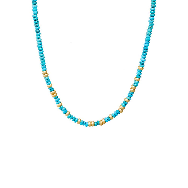 Turquoise Turquoise Beaded With Gold Accent Choker Necklace - Adina Eden's Jewels