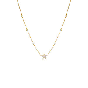 Gold Pave Star X Diamond By The Yard Necklace - Adina Eden's Jewels