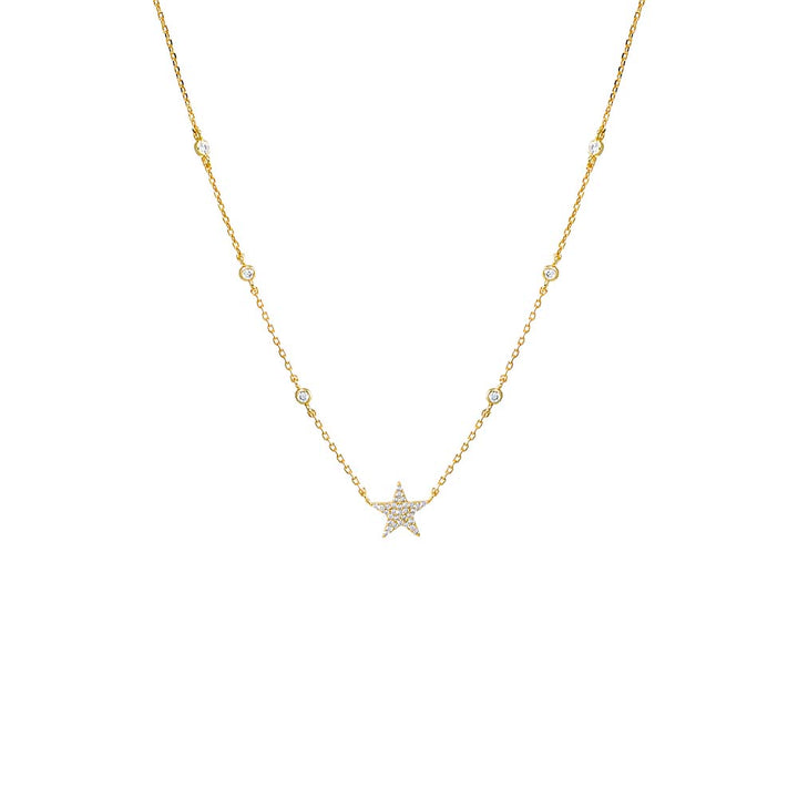 Gold Pave Star X Diamond By The Yard Necklace - Adina Eden's Jewels