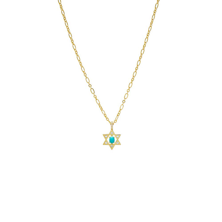 Turquoise Turquoise Star Of David Pendant Necklace - Adina Eden's Jewels