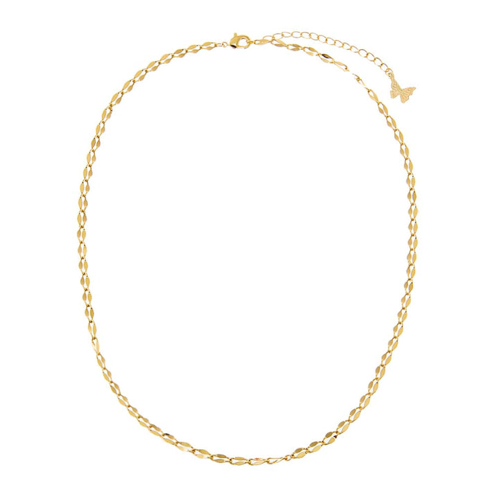 Solid Flat Elongated Bead Chain Necklace