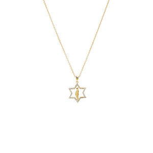 14K Gold Diamond Pave Star Of David X Map Of Israel Pendant Necklace 14K - Adina Eden's Jewels