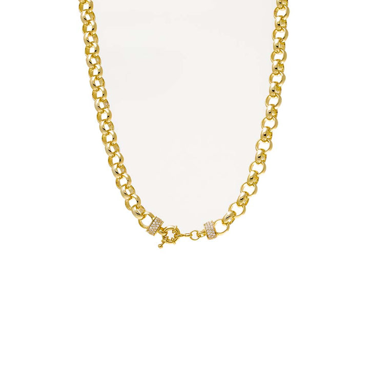 Gold Solid/Pave Rounded Chain Necklace - Adina Eden's Jewels