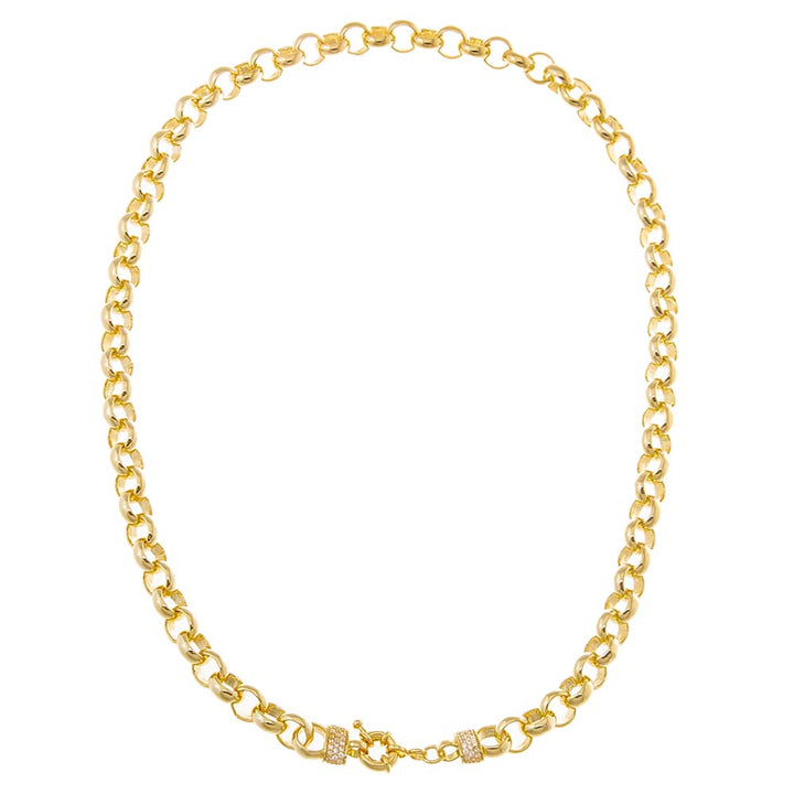  Solid/Pave Rounded Chain Necklace - Adina Eden's Jewels