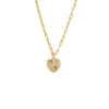 Gold Pave Accented Ridged Heart Pendant Lariat - Adina Eden's Jewels