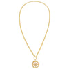  Pave Outlined Mother Of Pearl Compass Coin Necklace - Adina Eden's Jewels