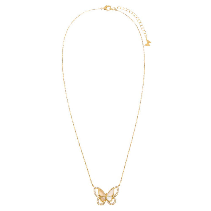  Pave Mother Of Pearl Butterfly Cutout Pendant Necklace - Adina Eden's Jewels