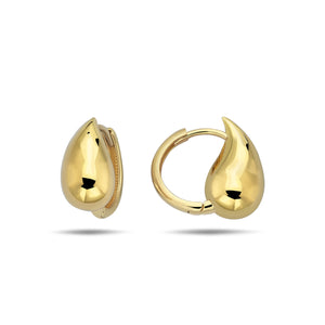 14K Gold Solid Teardrop Huggie Earring 14K - Adina Eden's Jewels