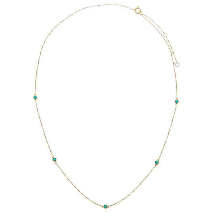  Turquoise Multi Bezel Embedded Necklace 14K - Adina Eden's Jewels