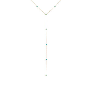 Turquoise Turquoise Embedded Lariat Necklace 14K - Adina Eden's Jewels