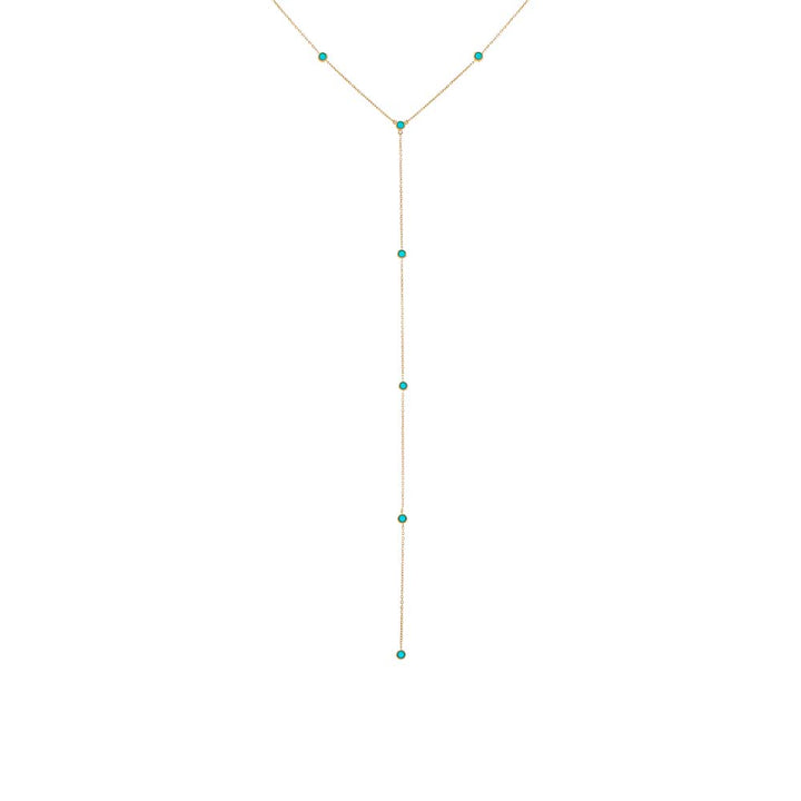 Turquoise Turquoise Embedded Lariat Necklace 14K - Adina Eden's Jewels