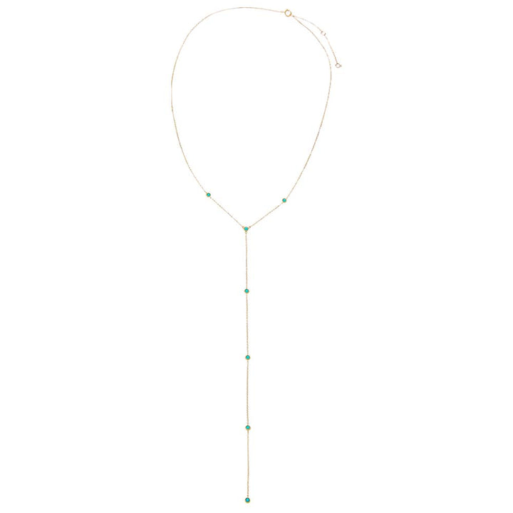  Turquoise Embedded Lariat Necklace 14K - Adina Eden's Jewels