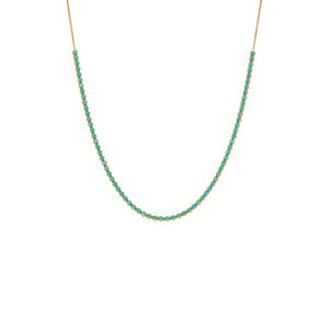 Turquoise Turquoise Half Tennis Necklace 14K - Adina Eden's Jewels