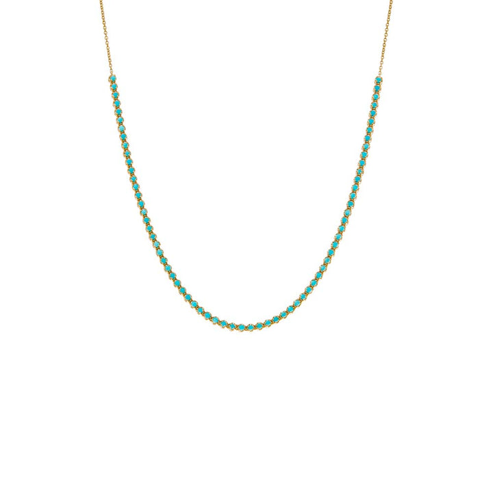 Turquoise Turquoise Half Tennis Necklace 14K - Adina Eden's Jewels