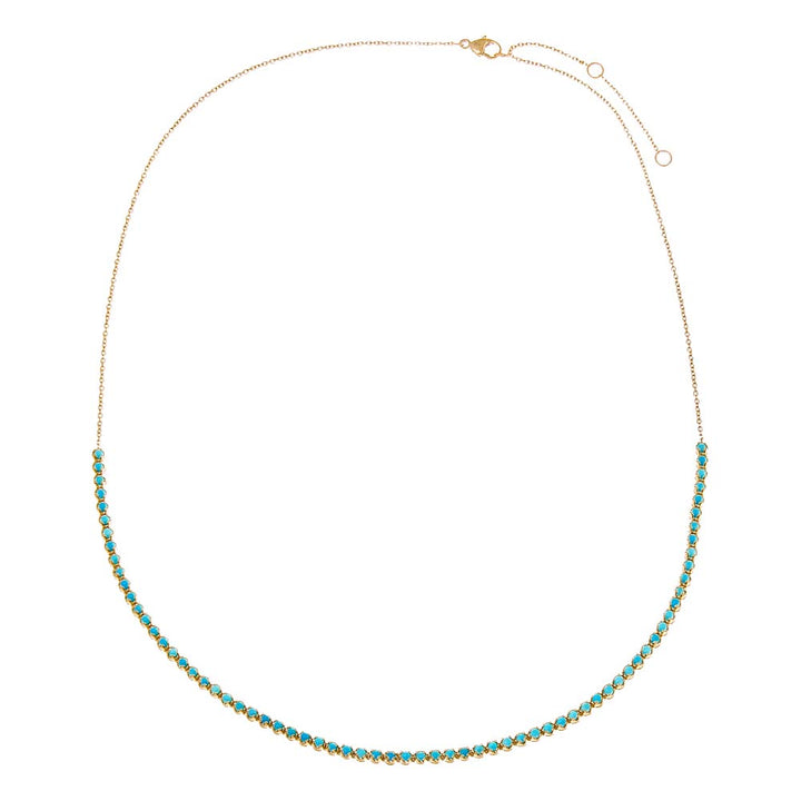  Turquoise Half Tennis Necklace 14K - Adina Eden's Jewels